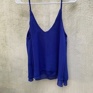 Tobi Blue Low Back V Neck Tank Sz L